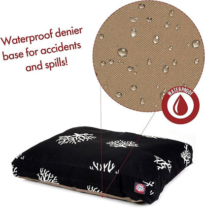 Black Coral Small Rectangle Indoor Outdoor Pet Dog Bed With Removable Washable Cover By Majestic Pet Products