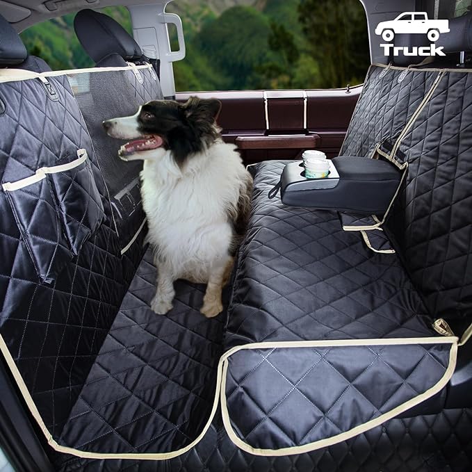 Lassie 4 in 1 Dog Floor Hammock for Crew Cab,100% Waterproof Backseat Cover Dog Seat Covers, Bench Protector for Ford F150, Chevy Silverado,GMC Sierra,Toyota Tundra,Ram 1500 Truck etc