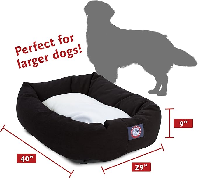 40 inch Black & Sherpa Bagel Dog Bed By Majestic Pet Products