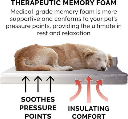 Furhaven Memory Foam Dog Bed for Large/Medium Dogs w/ Removable Bolsters & Washable Cover 55 lbs