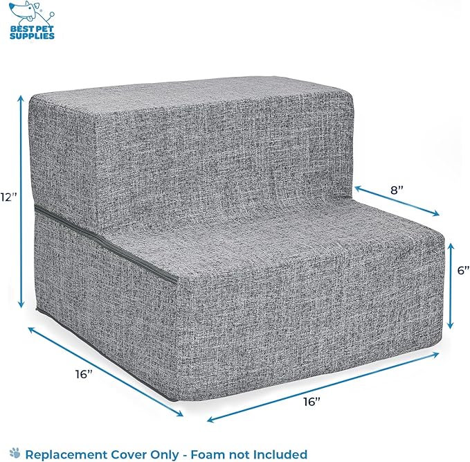 Best Pet Supplies Foldable Pet Stairs Cover for Foam Dog Ramps 2-Step