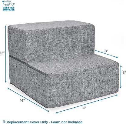 Best Pet Supplies Foldable Pet Stairs Cover for Foam Dog Ramps 2-Step