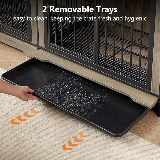 Rovibek Dog Crate TV Stand 75 Inch, 2 Dogs,