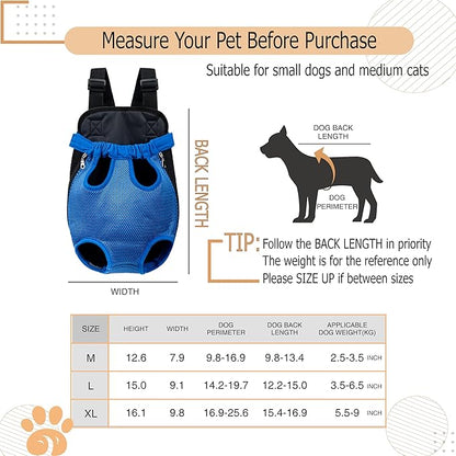 Hands-Free Pet Carrier Backpack for Dogs and Cats - Comfortable Adjustable Legs Carrier - Easy-Fit Design - Perfect for Traveling, Hiking and Camping - Small and Medium Pets (Black, X-Large)