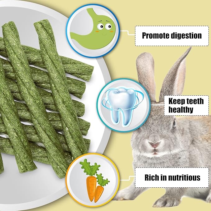 20pcs Natural Timothy Hay Sticks,Hamster Guinea Pig Rabbits Chew Toys Small Animals Treats Bunny Toys ,Timothy Grass Molar Sticks Good for Pets Rats Bunny Teeth Health (Twisted Till Straw Sticks)