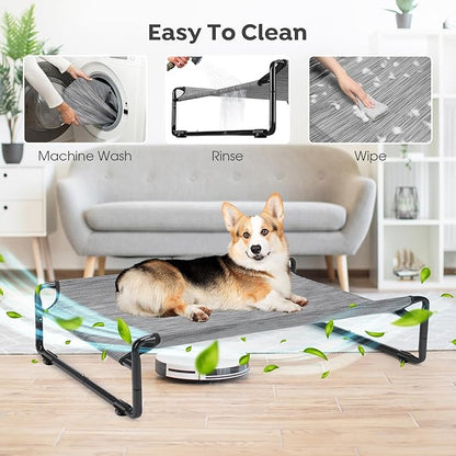 Veehoo Large Elevated Dog Bed with Flannel Dog Blanket CWC2201B