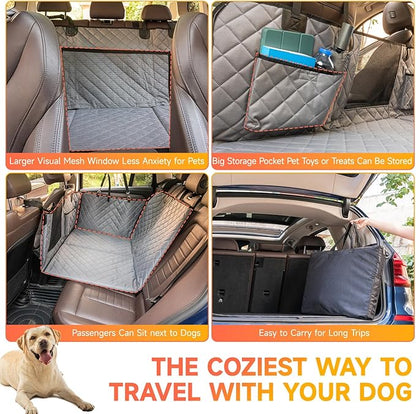 Dog Car Seat Cover Hard Bottom- Back Seat Extender for Dogs