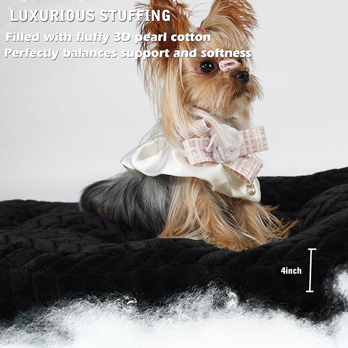 Dog Crate Mat for Dog Cages Black Dog Bed for Small Dogs 22 Inch Dog Crate Bed Washable Dog Mats for Sleeping 15 lbs