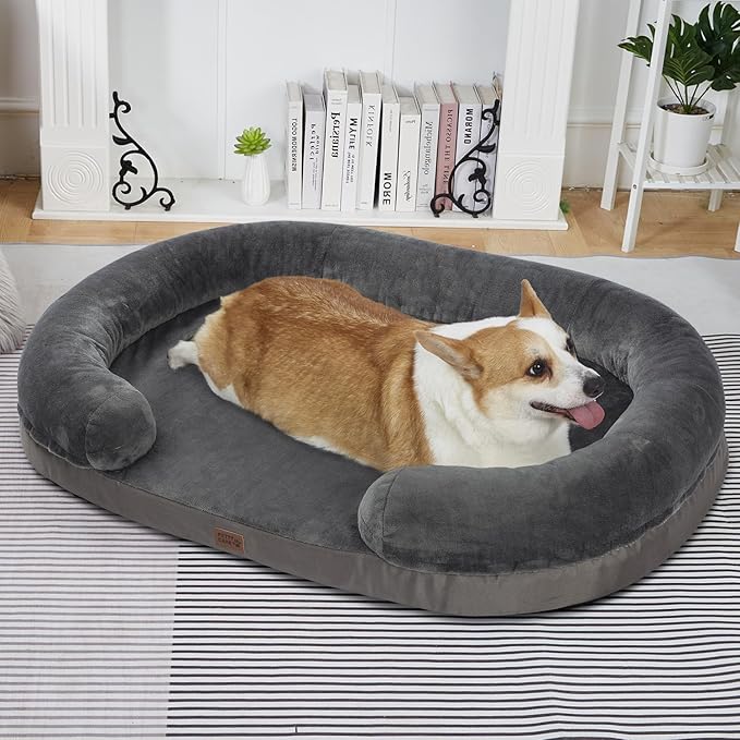 pettycare Orthopedic Dog Bed for Large Dogs with Memory Foam 38” Dark