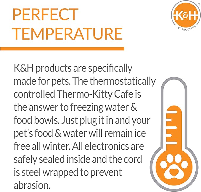 K&H Pet Products Heated Thermo-Kitty Café Outdoor Heated Cat Bowls, Feral Cat Feeding Station - No More Frozen Food or Water, 2093