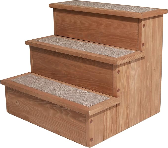 zoovilla PTR0082212010 Yorkshire Pet Step with Storage, Wood Bedside Ramp with Storage, Natural Wood, 15.55″D x 17.50″W x 14.76″H