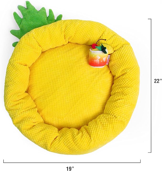 TONBO Soft Plush Small Cute and Cozy Food Dog Cat Bed, Washer and Dryer Friendly (Pineapple)