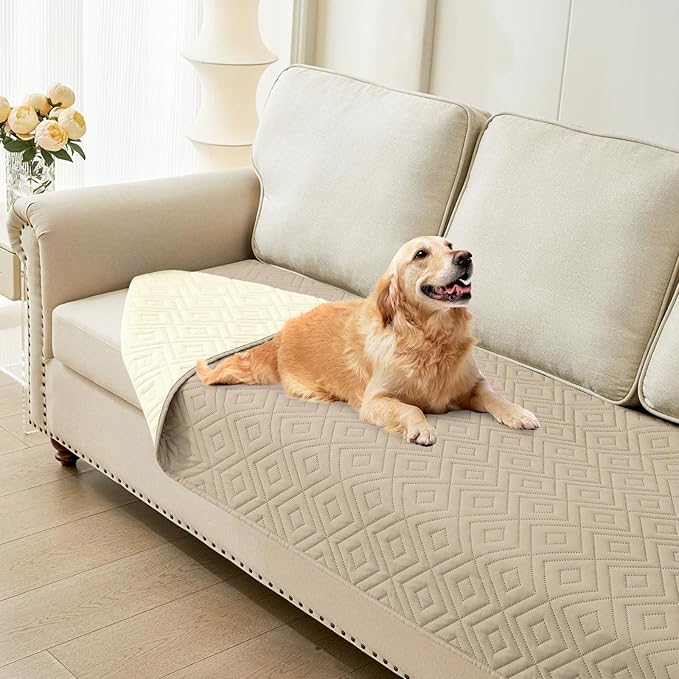 hyha Waterproof Dog Blanket, Soft Dog Bed Cover Pet Blankets, Waterproof Sofa Couch Cover for Dogs Washable, Reversible Pet Couch Covers for Sofa Furniture (30x70 Inch, Taupe/Beige)