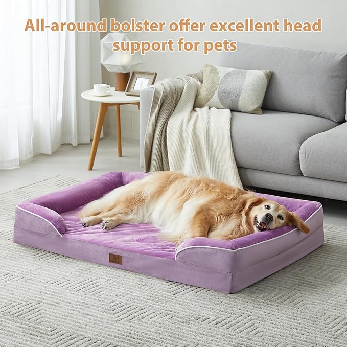 WNPETHOME Orthopedic Dog Beds for Large Size Dogs, Big Waterproof Dog Couch Bed with Washable Removable Cover, Medium Pet Bed Sofa with Sides