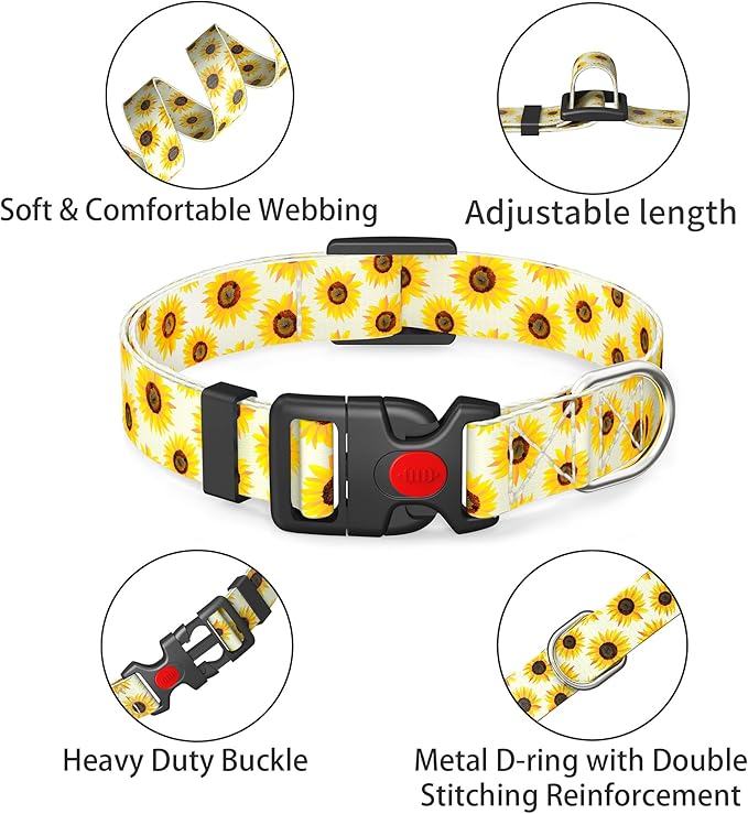 Cute Floral Dog Collar for Small Medium Large Dogs 2,L