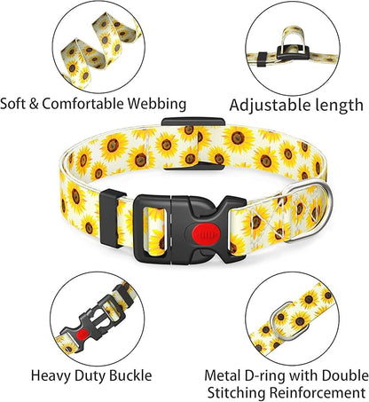 Cute Floral Dog Collar for Small Medium Large Dogs 2,L
