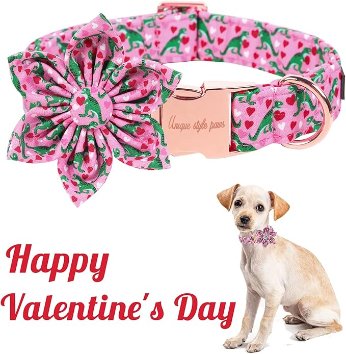 Unique style paws Dog Collar with Flower Tie