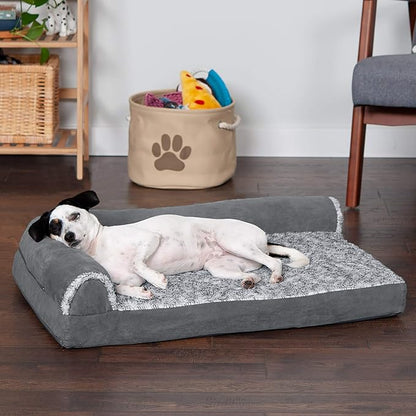 Furhaven Memory Foam Dog Bed for Medium/Small Dogs w/ Removable Bolsters & Washable Cover 35 lbs