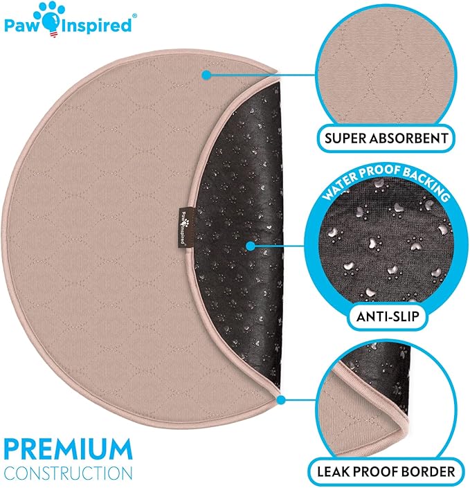 Paw Inspired Round Washable Pee Pads for Dogs (17" (2