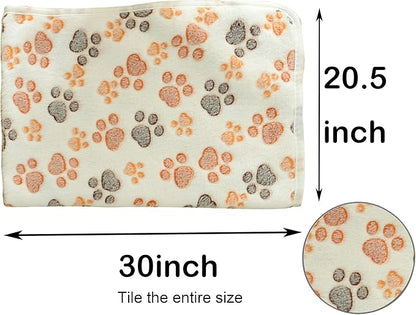 Coral Velvet Blanket Throw Blanket for Dog Cat Pet Bed Mat Warm Soft Plush Cushion Cover (Dog paw)