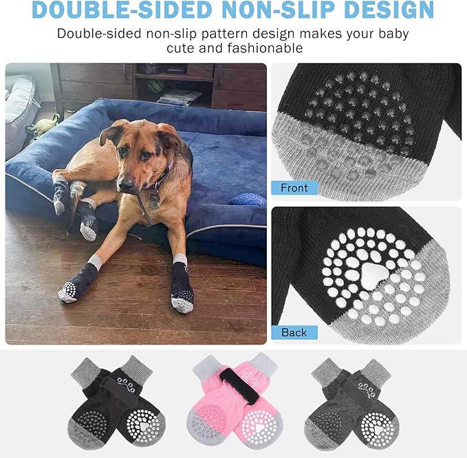 SCENEREAL Dog Socks to Prevent Licking Paws for Hardwood Floors Anti Slip
