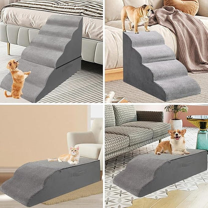 30 Inches Dog Steps, 6 Steps Dog Stairs for High Bed 30-36 Inches, LitaiL Dog Ramps for Small Dogs, Older Injured Pets with Joint Pain, Non-Slip Pet Foam Stairs No Assembly