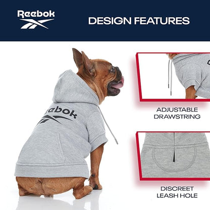 Reebok Dog Hoodie – Fleece Dog Sweater with Leash Hole