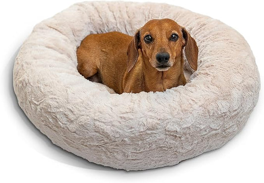 Best Friends by Sheri The Original Calming Donut Cat and Dog Bed in Lux Fur Oyster 23"