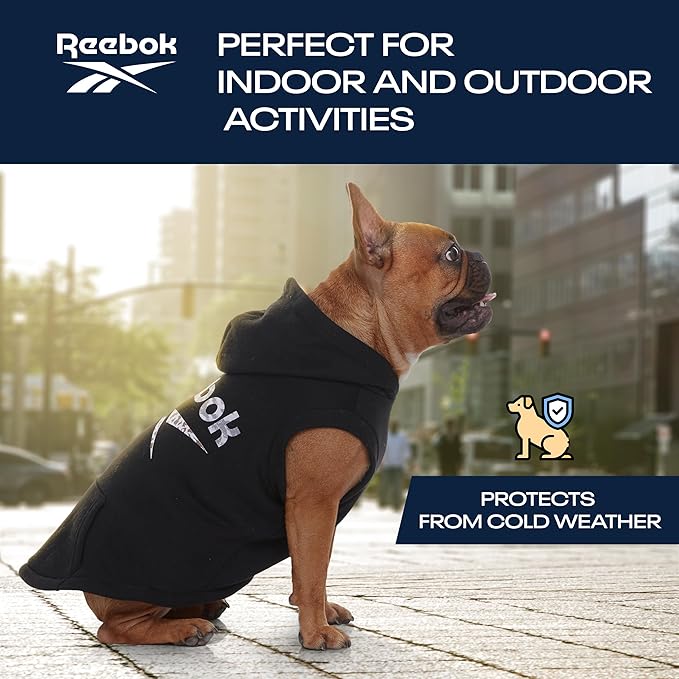 Reebok Dog Hoodie – Fleece Dog Sweater with Leash Hole