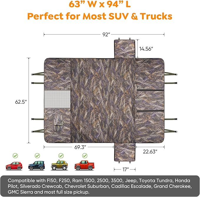 XXL Dog Car Back Seat Cover (63" W X 94" L)