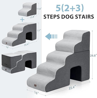 Dog Stairs for High Beds with Tunnel 5-Step Dog