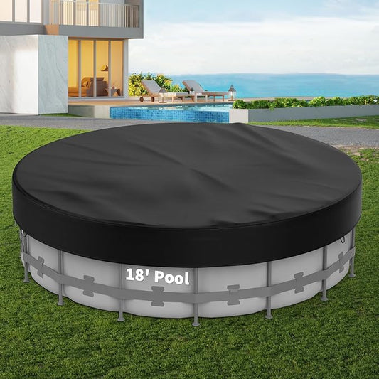 18FT Round Pool Cover Pool Covers for Above Ground Pools 210D Solar Pool Cover Heavy Duty Pool Covers Resist Tear and Fade