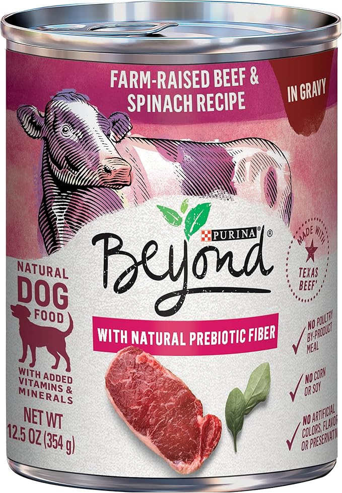 Purina Beyond Grain Free, Natural Gravy Wet Dog Food, Grain Free Beef & Spinach Recipe - (12) 12.5 oz. Cans