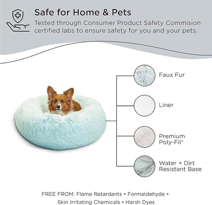 Best Friends by Sheri The Original Calming Donut Cat and Dog Bed in Shag Fur Baby Blue 30"