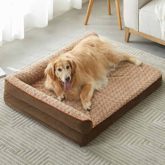 BFPETHOME Orthopedic Dog Beds for Large Dogs-Waterproof Sofa Dog Bed with Removable Washable Cover