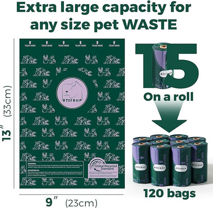 Dog Poop Bags Rolls 8 Refill 65% Recycled
