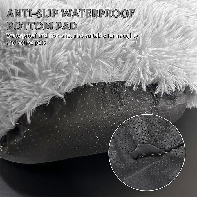 Deluxe Calming Dog Bed for Small Medium Dogs & Cats S(24" x 24" x 8"))