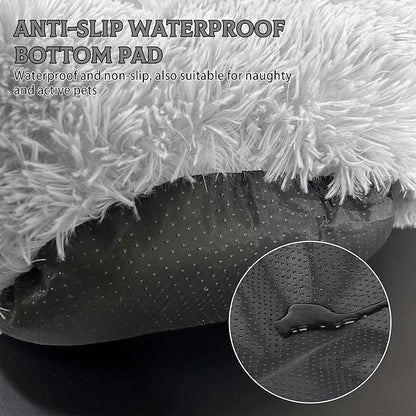 Deluxe Calming Dog Bed for Small Medium Dogs & Cats S(24" x 24" x 8"))