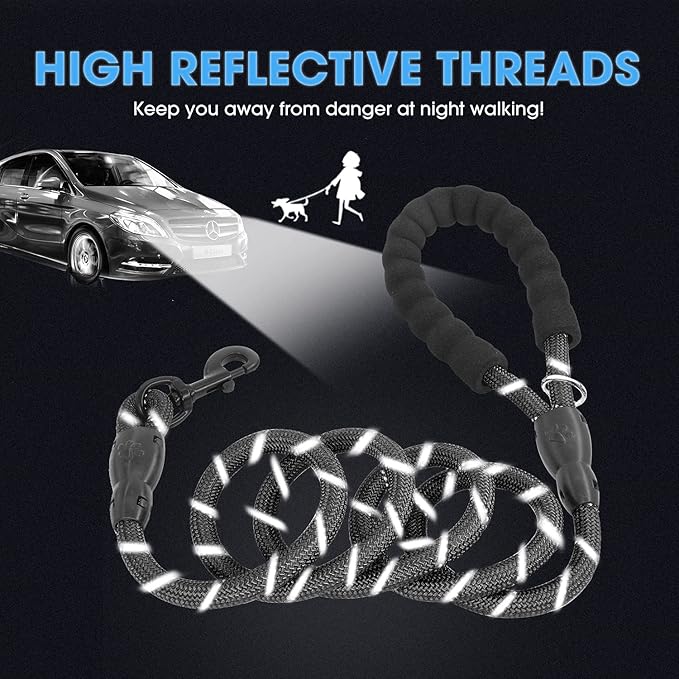 BAAPET 2/4/5/6 FT Dog Leash with Comfortable Padded Handle and Highly Reflective Threads for Small Medium and Large Dogs (6FT-1/2''