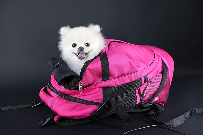 Large Pet Cat Backpack Dog Backpack for Most Dog Sizes Travel&Hiking Pet Carrier Backpack with Safety Leash Large Ventilations Double-Layer Structure (Magenta)