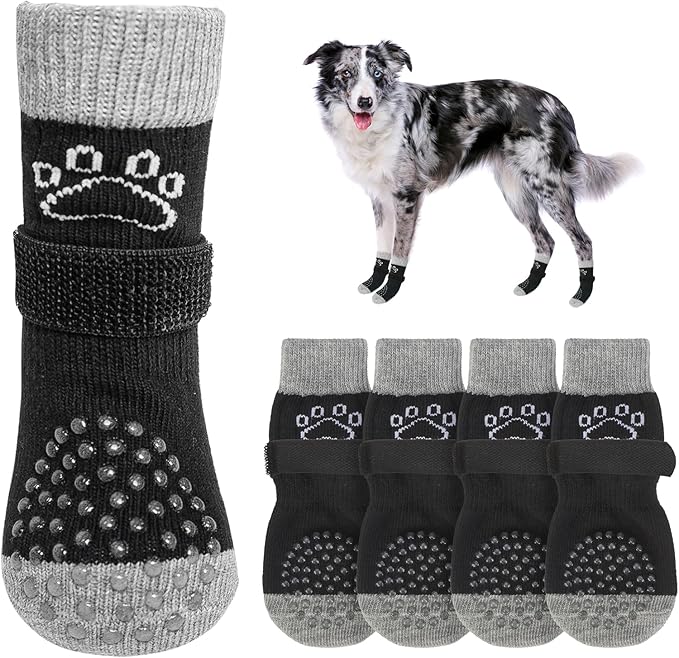 SCENEREAL Dog Socks to Prevent Licking Paws for Hardwood Floors Anti Slip