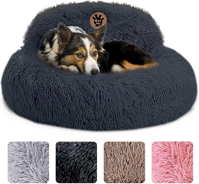 PetJett Calming Dog Bed for Medium Dogs 30'' Donut 45 lbs,