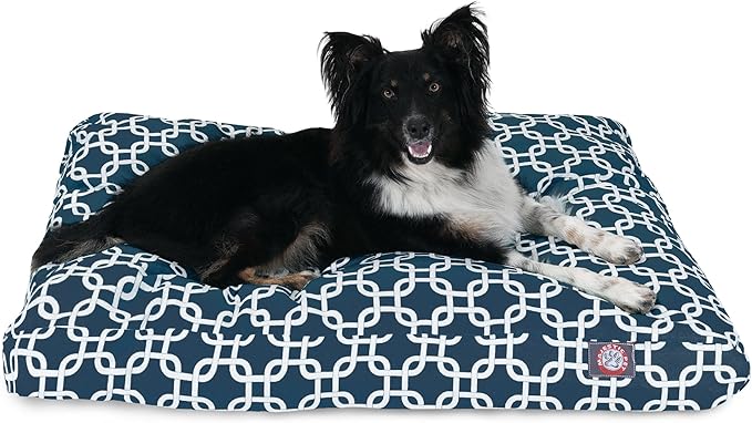 Navy Blue Links Medium Rectangle Indoor Outdoor Pet