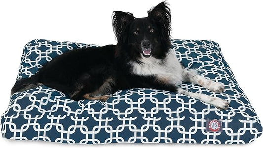Navy Blue Links Medium Rectangle Indoor Outdoor Pet