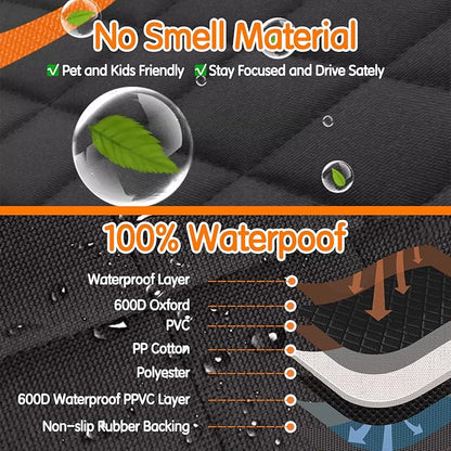 3 in 1 Split Dog Car Seat Cover for Back Seat 100% Waterproof 3 in 1)