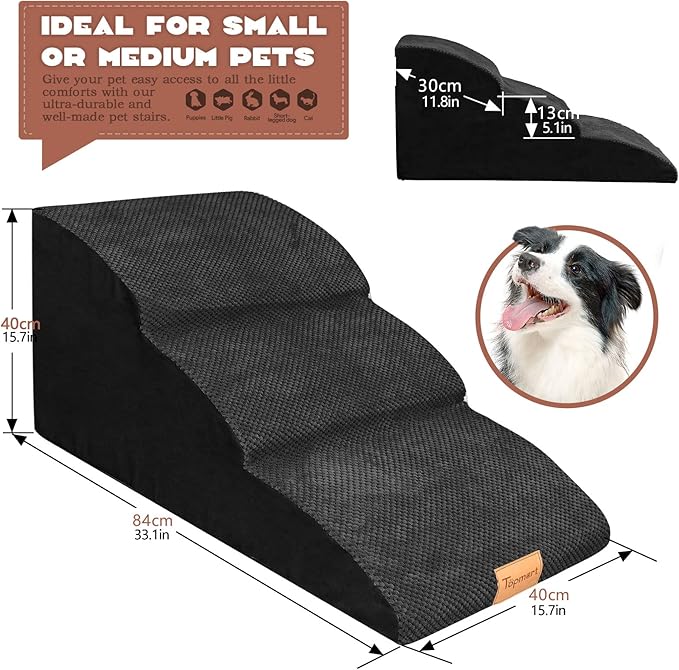 Topmart High Density Extended Foam Dog Ramp&Steps 3 Tiers 15.7" High,Non-Slip