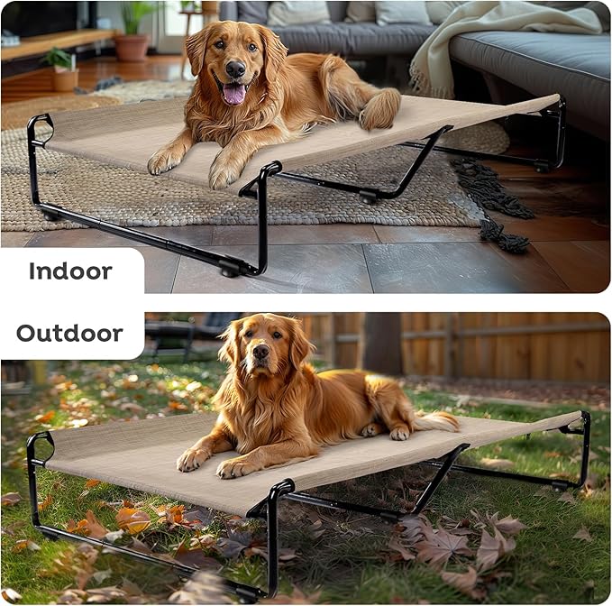 Veehoo Large Elevated Dog Bed with Flannel Dog Blanket CWC2201B