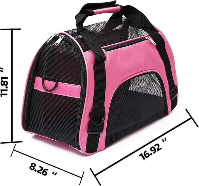 Pet Carrier Soft-Sided Carriers for Cat Carriers Dog Carrier for Small Medium Cats Dogs Puppies Pet Carrier Airline Approved up to 15 Lbs Cat Dog Pet Travel Carrier (Small, Pink)