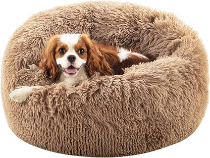 Calming Dog Bed for Medium Large Dogs 31", Brown