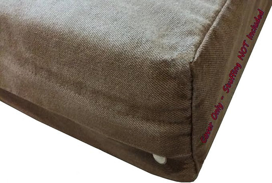 Dogbed4less DIY Pet Bed Pillow Brown Denim Duvet Cover and Waterproof Internal case for Dog at 55X47X4 Inch - Covers only